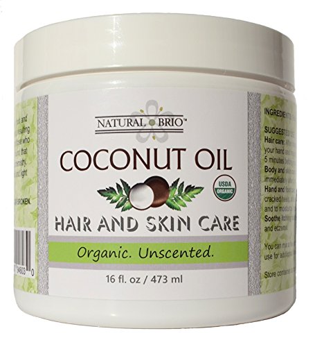 Natural Brio Organic Unscented Coconut Oil for Skin and Hair Care, 16 fl. oz