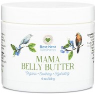 Mama Belly Butter by Best Nest Wellness, Organic Prenatal Skin Care Cream for Pregnancy & Beyond, Reduces Risk of Stretch Marks During Pregnancy, Diminishes Marks After Delivery, 4 Oz