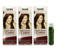 Cosamo -Love Your Color- Ammonia & Peroxide Free Hair Color #777 Medium Ash Brown (Pack of 3) with One Jarosa Beauty Bee Organic Peppermint Lip Balm 100% All Natural Deep Moisturizing Usda Certified