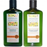 Andalou Naturals Argan Oil and Sweet Orange Natural Moisture Rich Organic Shampoo and Conditioner Bundle With Aloe Vera Extract, Jojoba Oil, and Argan Oil for Hair For Men and Women, 11.5 oz. each