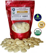 Cocoa Butter Wafers (Deodorized) Best Premium Authentic Certified Organic 16.0 oz Bag. Rich In Antioxidants From Cacao Bean. Light Mildly Scented Chocolate Aroma. 16.0 Ounce Bag)