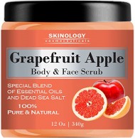 100% Natural Grapefruit Scrub for Face & Body 12 Oz – Powerful Body Scrub Exfoliator with Dead Sea Salt, Vitamin E & Essential Oils – Facial Scrub Cleanser & Daily Moisturizer for All Skin Types