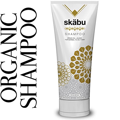 Organic Shampoo By Skabu with Moroccan Argan Oil and Algae, Unscented Age Defying Formula, 8 Fl. Oz.