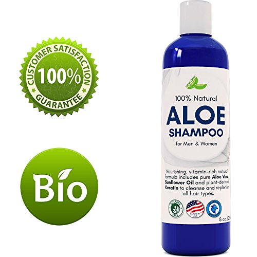 Aloe Vera Shampoo with Sunflower & Keratin – Natural Hydrating Shampoo for Soft & Shiny Hair – Sulfate Free for Color Treated Hair – Men & Women (8oz)